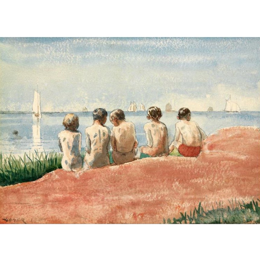 yacht in a cove gloucester 1880 by homer