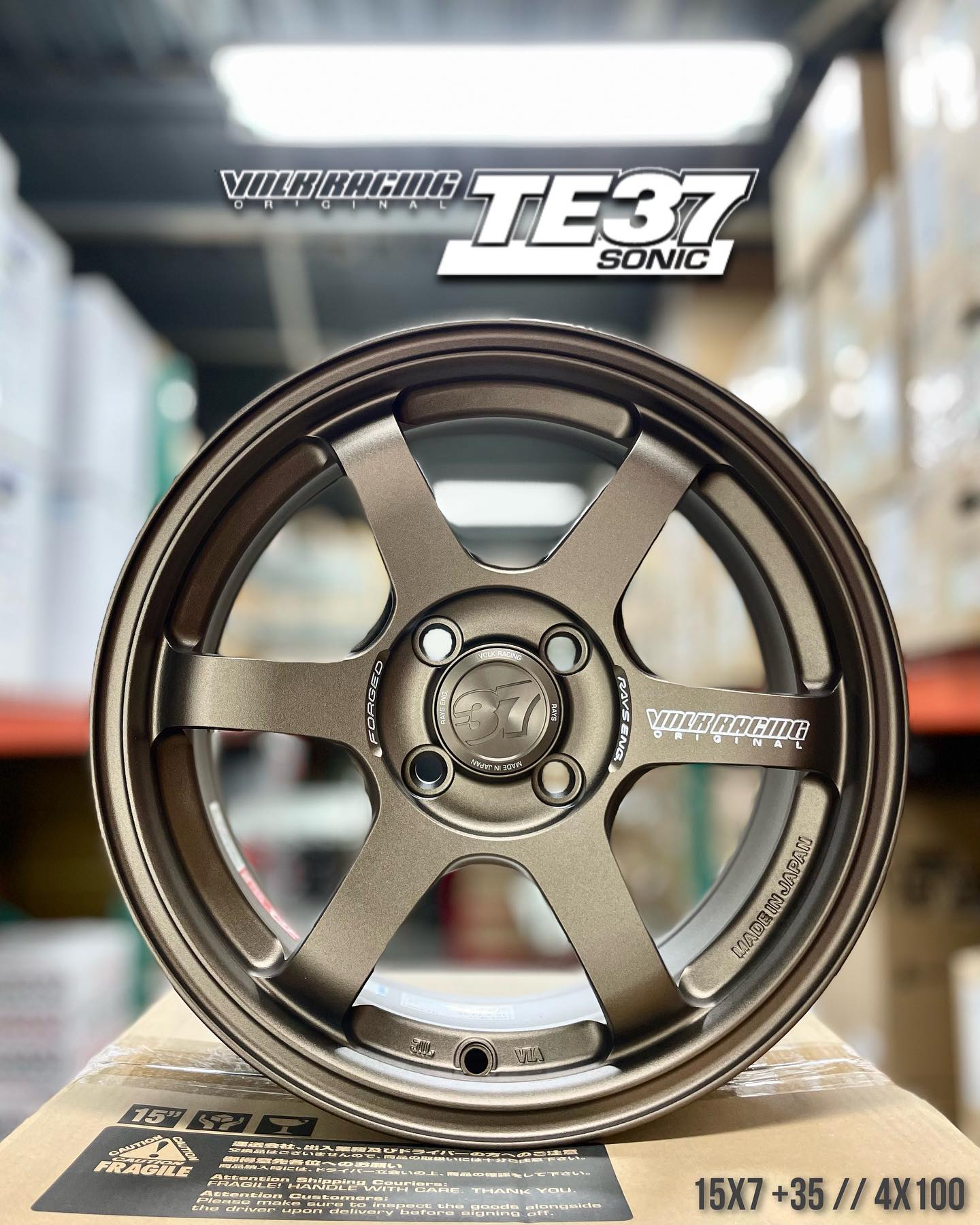 TE37 Sonic 16x7 +25 4x100 No tires No caps