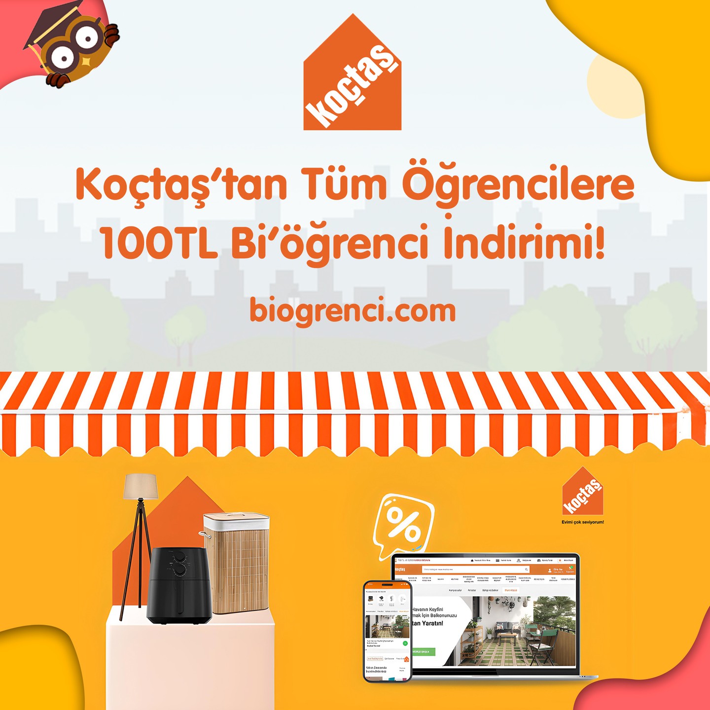 Bi'öğrenci - Koçtaş'tan tüm öğrencilere 100TL Bi'öğrenci indirimi 🏡 🌟 