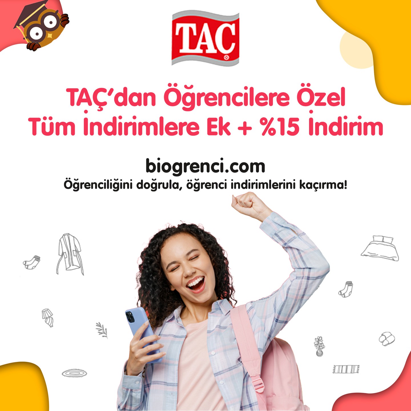 Bi'öğrenci - 💫 Taç'tan öğrencilere özel tüm indirimlere ek +%15 indiri