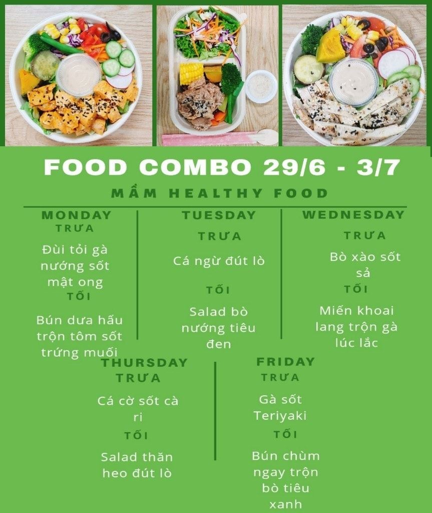Menu Food Combo cho tuần từ 29/6-3/7... - Mầm - Healthy food