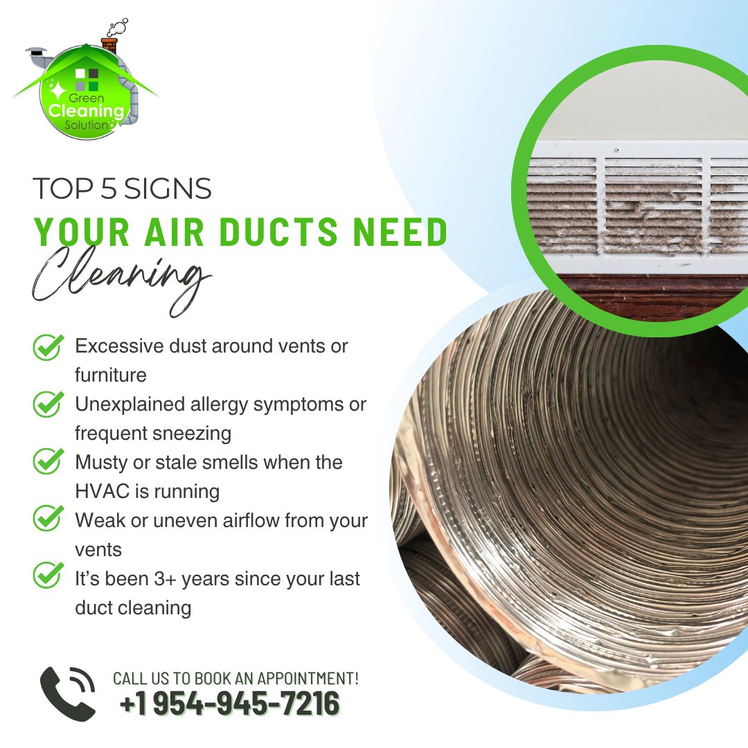 Green - 🌬️ Top 5 Signs Your Air Ducts Need Cleaning 🌬️ Not sure if your ...