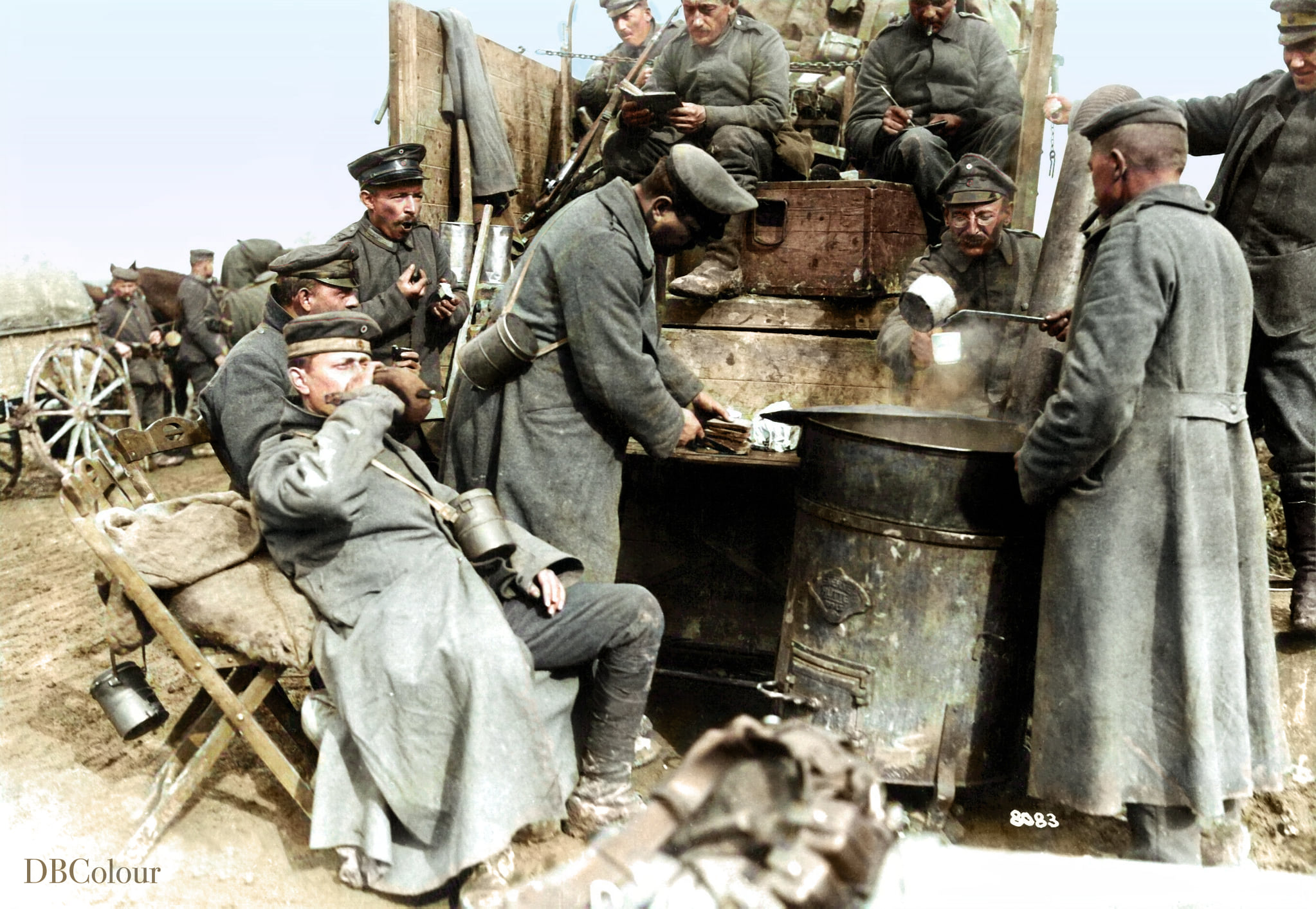 Military - 'The great offensive in the west.' Mid-day rest at a field ...