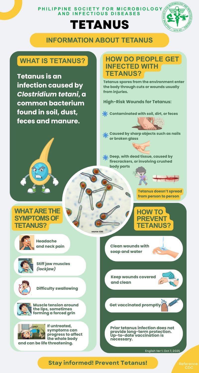 San - 🦠 ALAM MO BA? Ang tetanus ay impeksyong dulot ng Clostridium ...