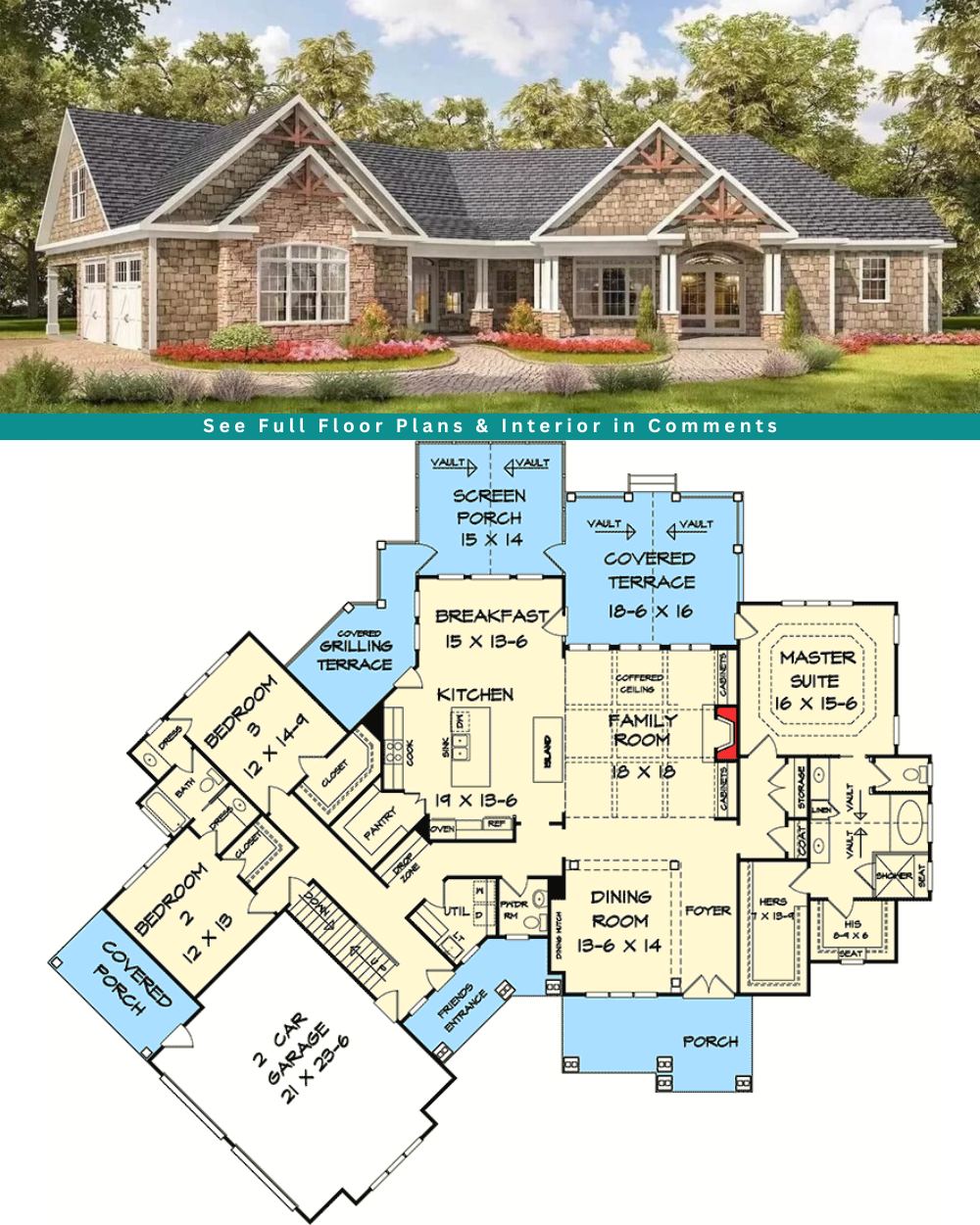Home - Take a look at this Stunning Craftsman House Plan with Angled ...