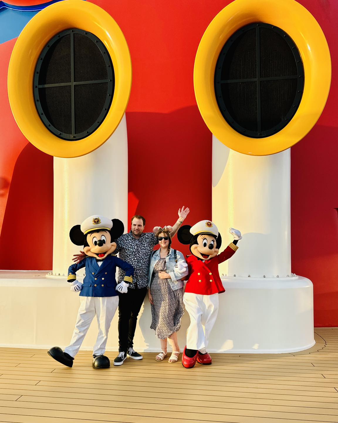 Captain Mickey arrives to his meet and greet at Disney Newport Bay