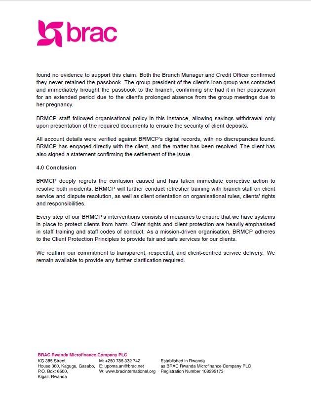 BRAC Rwanda Microfinance Company PLC | Kigali