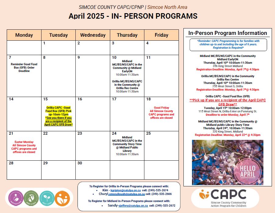 Simcoe County CAPC CPNP - MotherCare, Baby Steps & Next Step