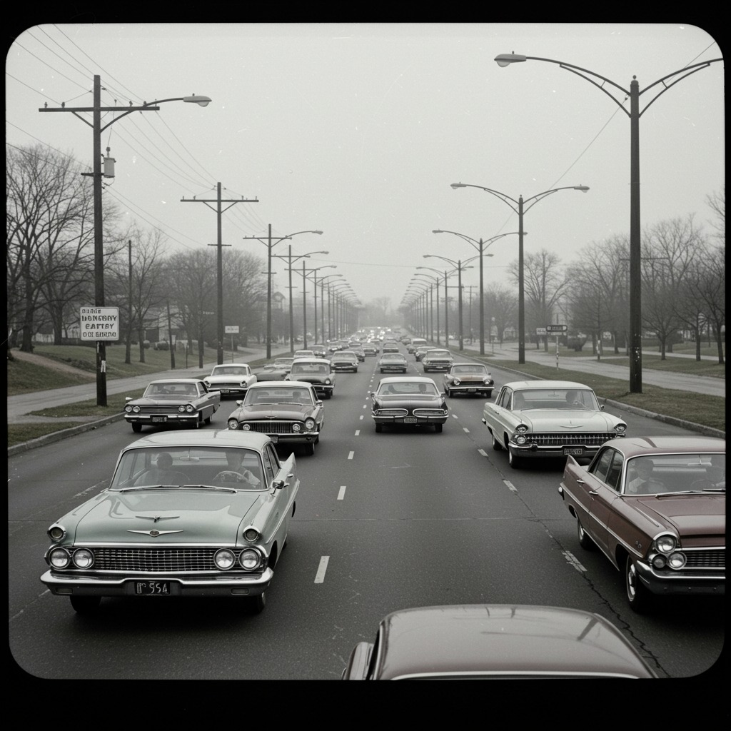 1965 rush hour traffic in North America by Frank Grant