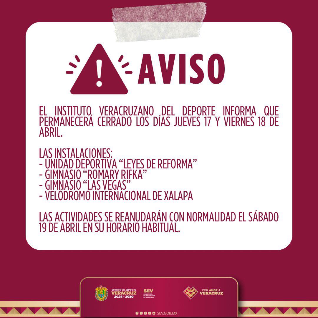 Instituto - ⚠️ AVISO IMPORTANTE ⚠️ El Instituto Veracruzano del Deporte ...