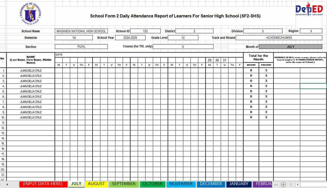 DepEd Open Educational Resources (OER) | ⭐ Automated SF2 for S.Y | Facebook
