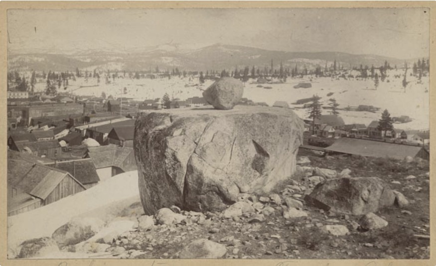 Donner - An early photo of the Rocking Stone located in Truckee, c ...