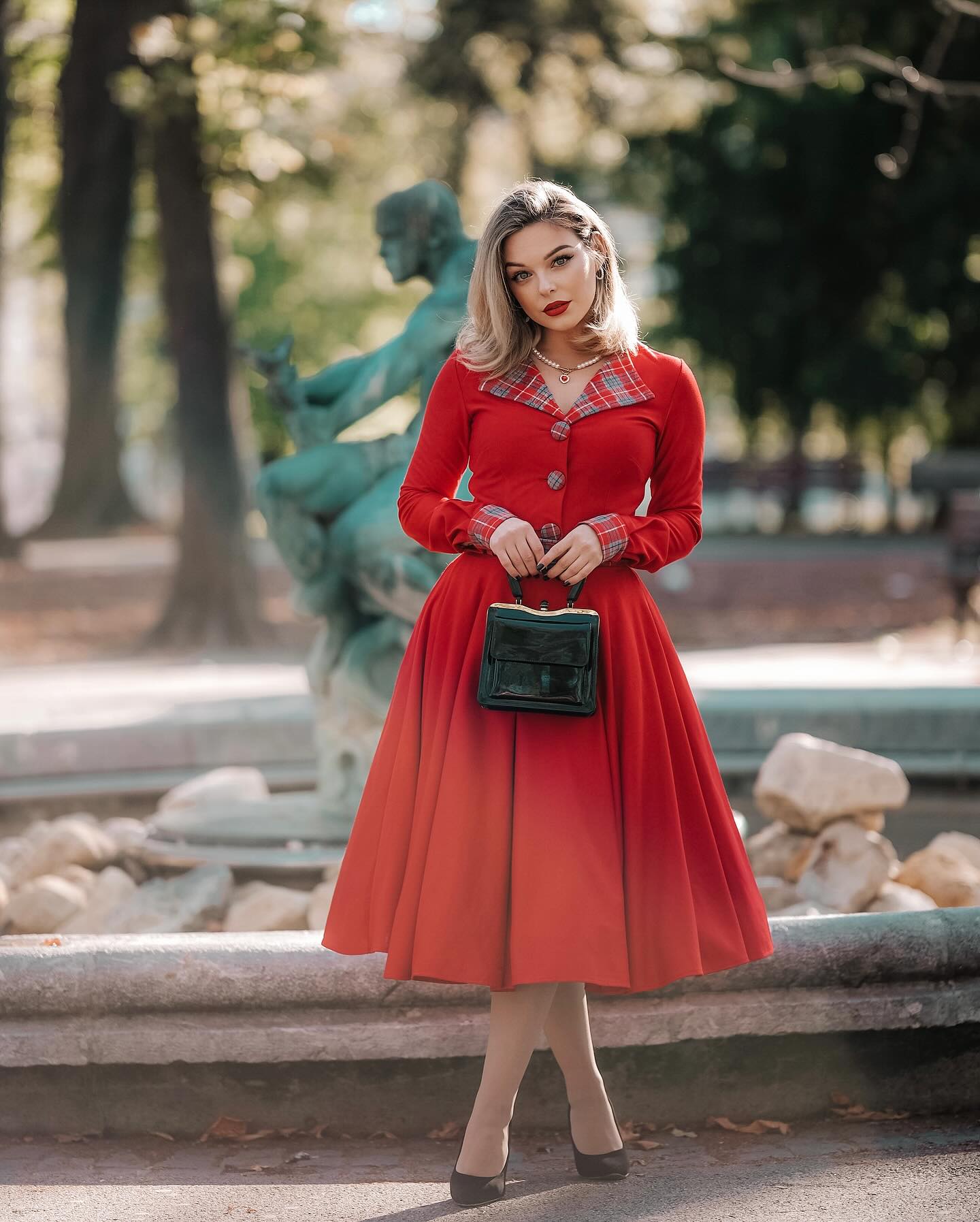 50s style christmas dress Is your outfit ready? 🎄 Cutie @misspsychocat is wearing 'Tallulah' in red, with a black petticoat underneath for the extra volume. 📸 @hylaaa #retrostyle #retrofashion #madeinuk #vintageinspired # 50sstyle #50sfashion #fullcircledress # colour: multi-marble-print-strappy-high-low-frill-hem-midi-dress