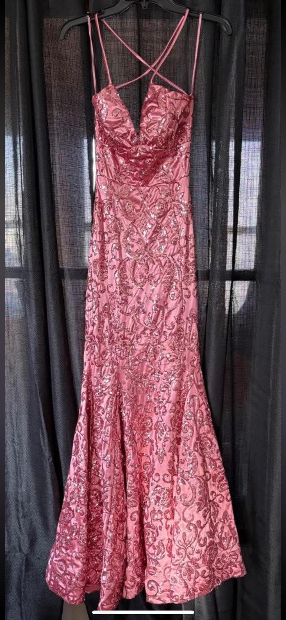 open lace back dress Lila Formal Open-Back Sequin Mermaid Dress