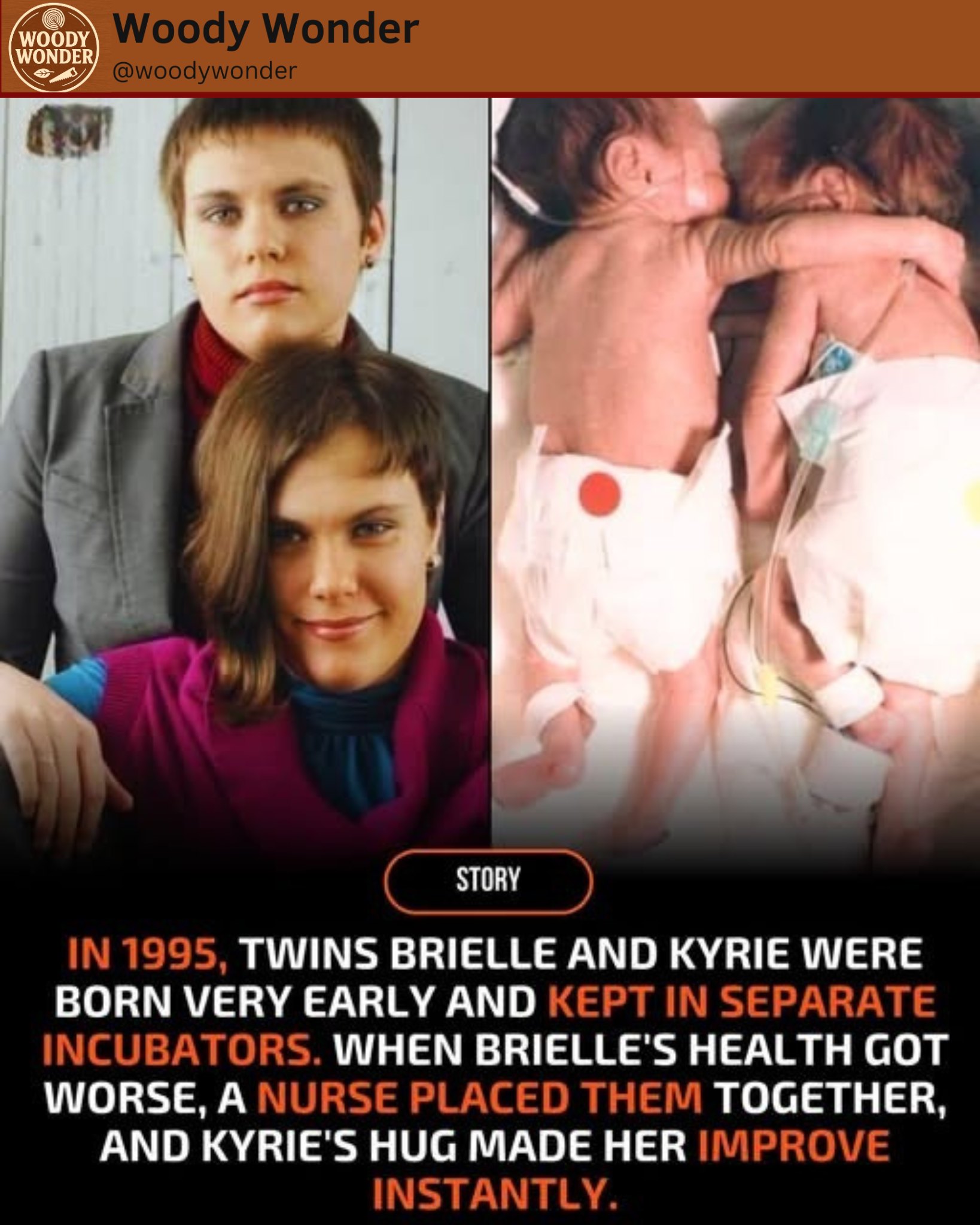 Woody - 👶 ️ The Hug That Saved a Life ️👶 In 1995, twins Brielle and ...