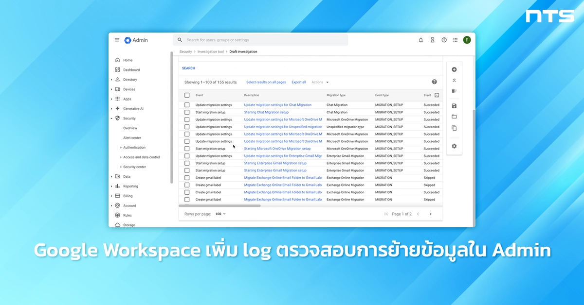 NTS - Google Workspace อัปเดตใหม่! เพิ่มบันทึกเหตุการณ์ (log) สำหรับการ ...