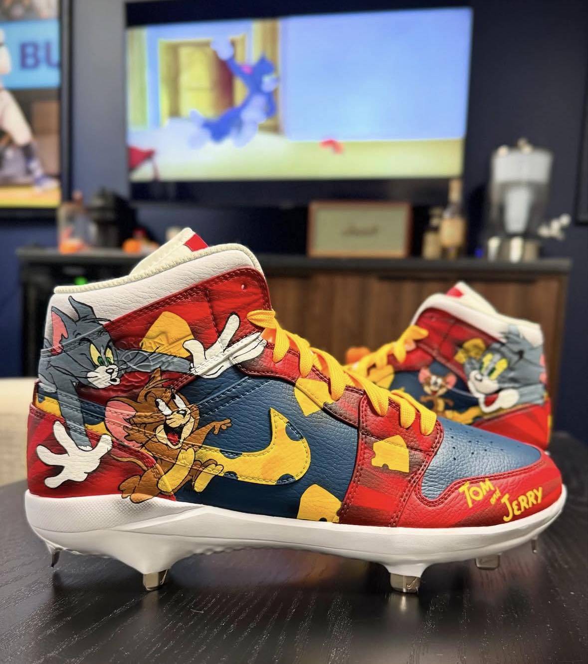 Orlando Arcia's custom Tom & Jerry cleats