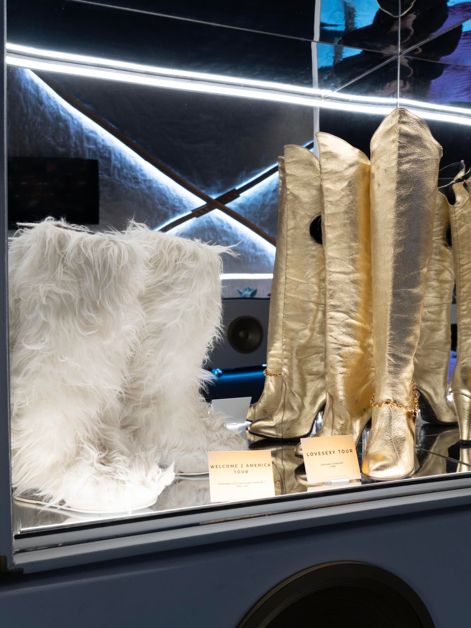 On display now, featured next to the Welcome 2 America furry boots