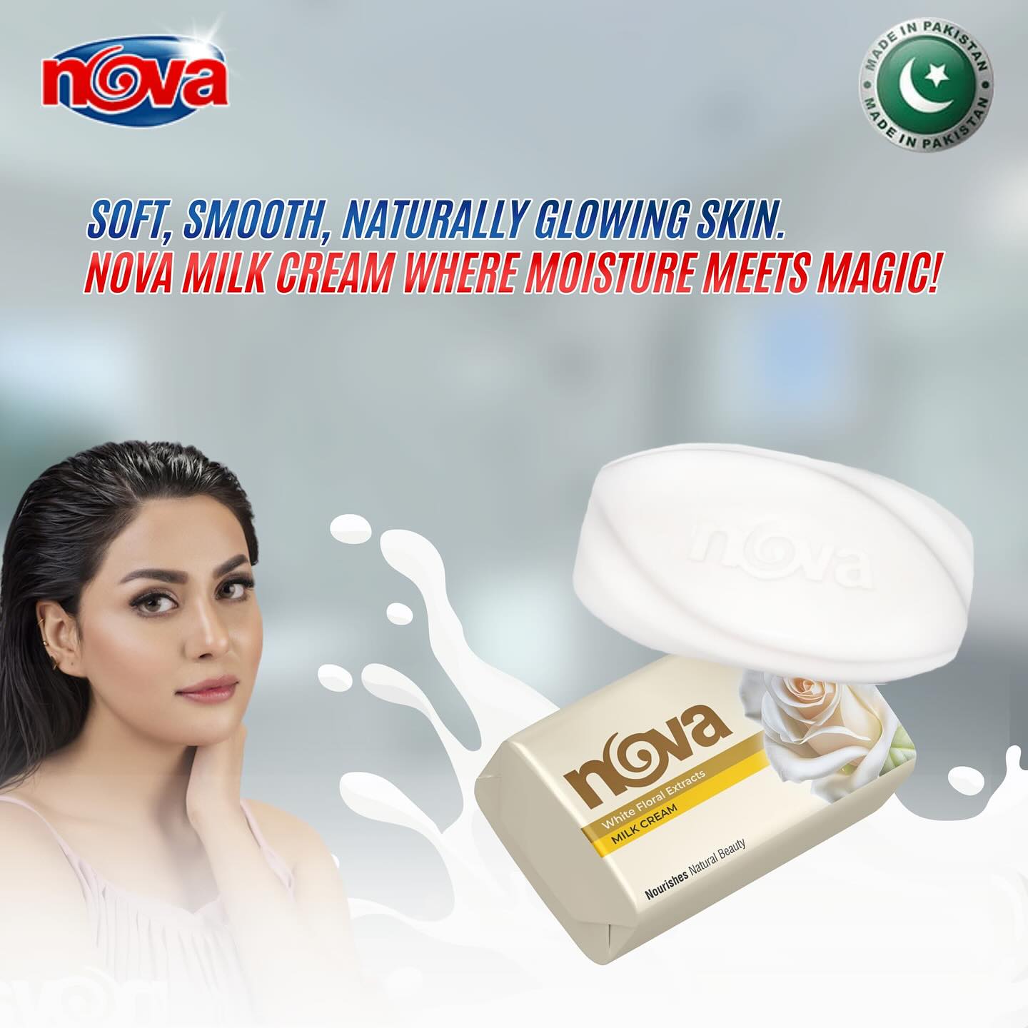 ✨ Reveal your natural glow with the gentle touch of NOVA Milk Cream Soap! Infused with white floral extracts and rich in milk cream, it leaves your skin soft, smooth, and radiantly