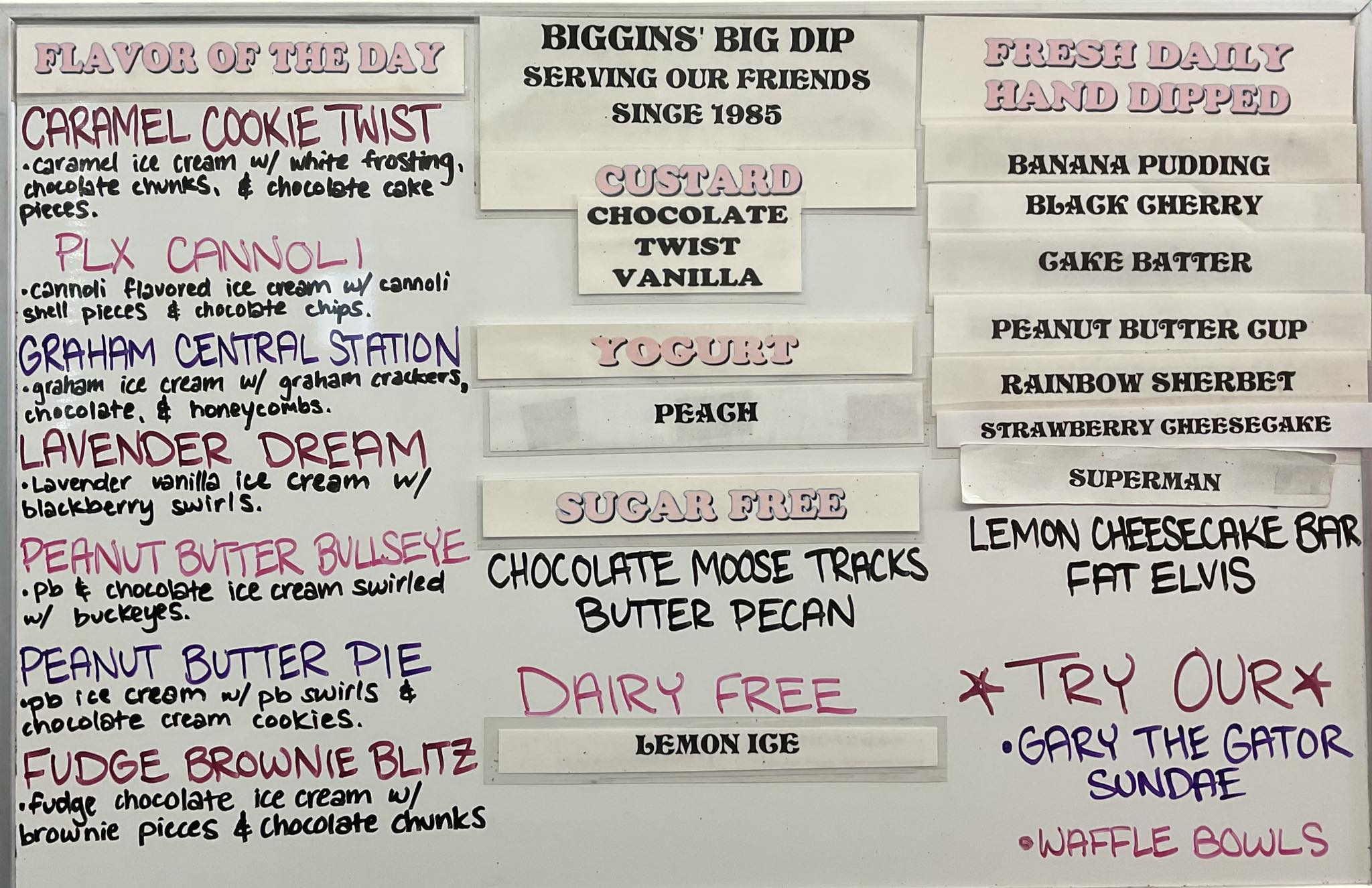Biggins' - Here are the flavors for today!🍦 Our delicious Fat Elvis ice ...