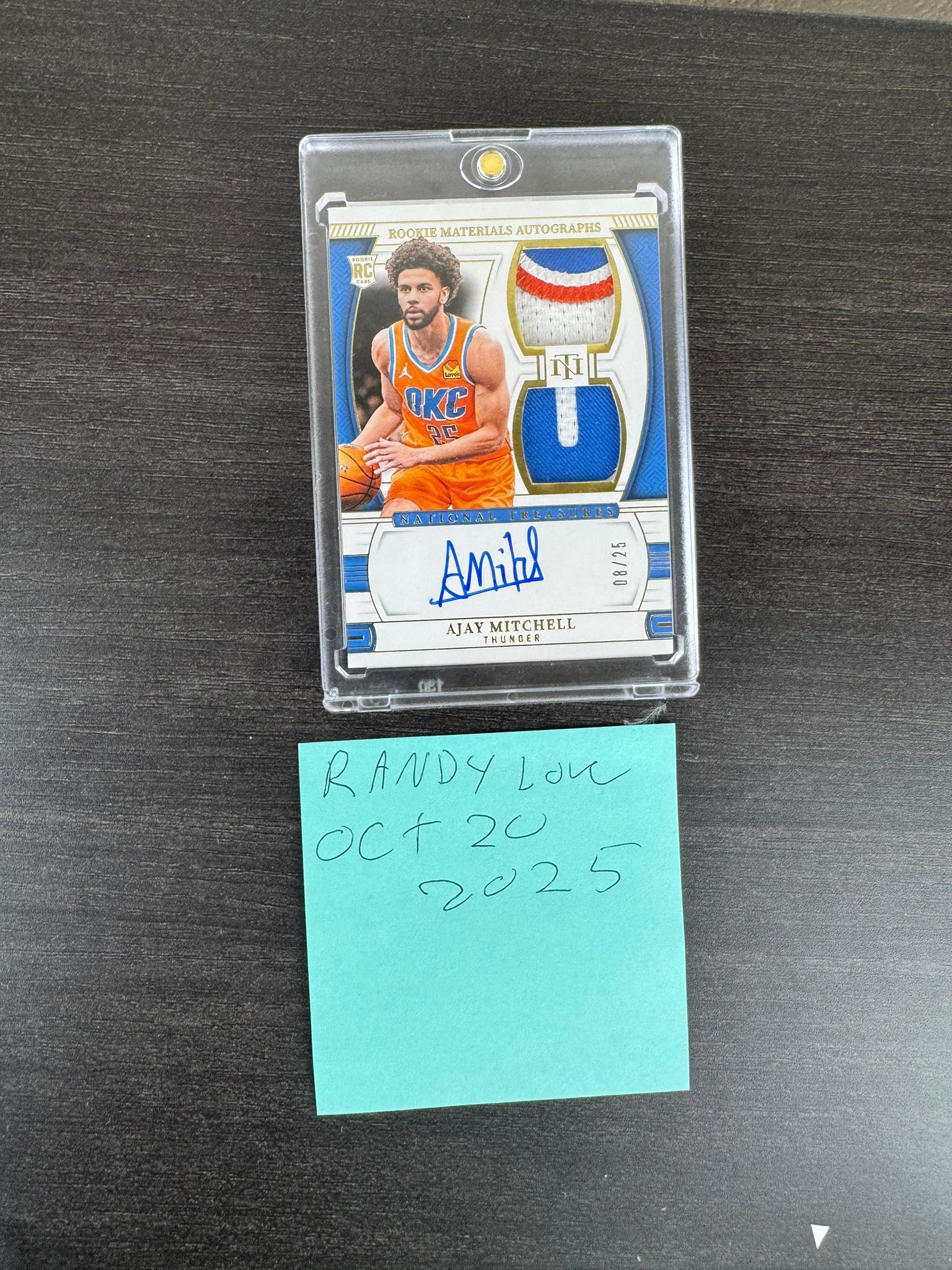 2024-25 Panini National Treasures Ajay Mitchell RC rookie patch auto