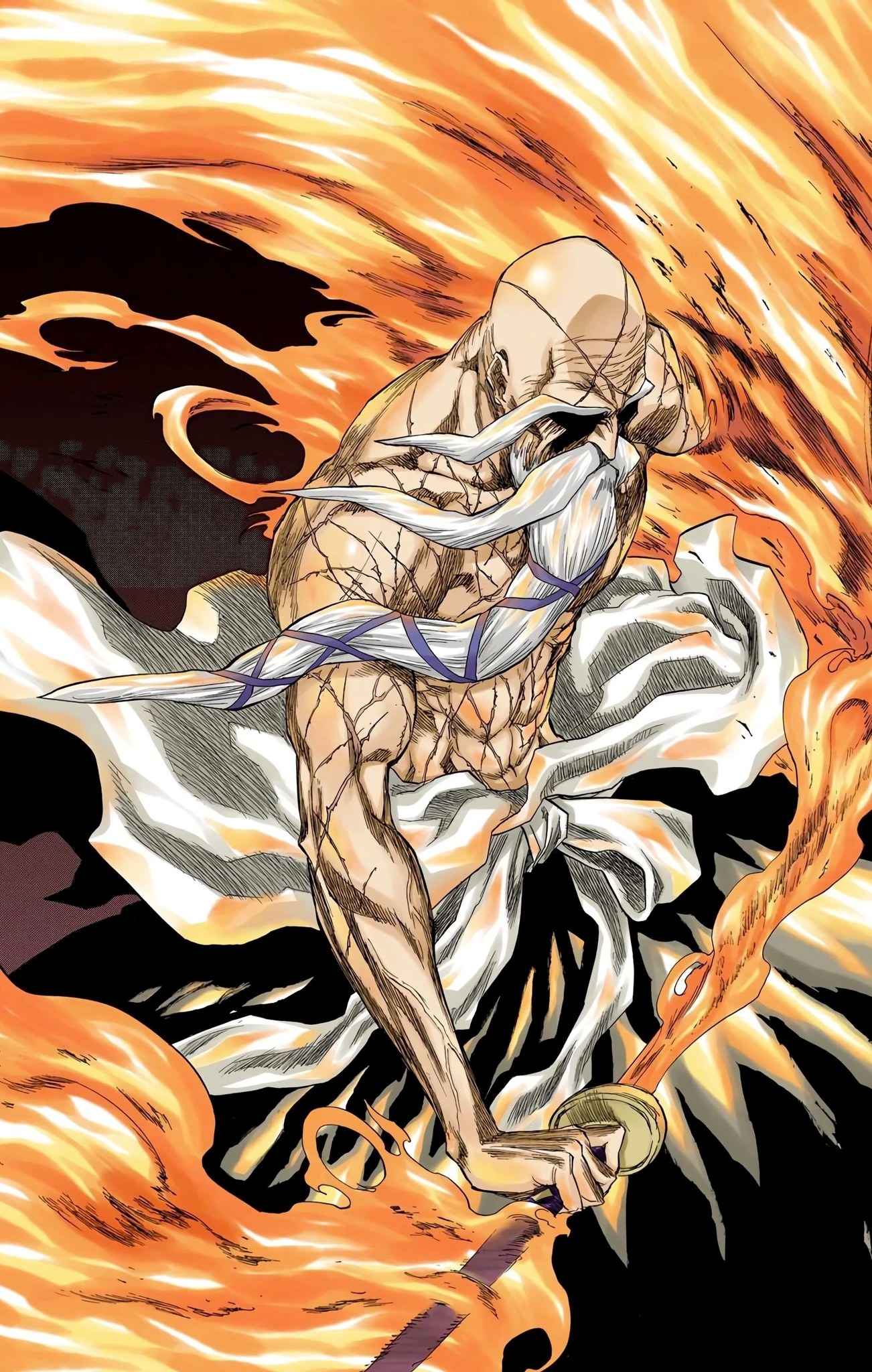 Imagining Yamamoto vs Kenpachi fight in Gotei 13