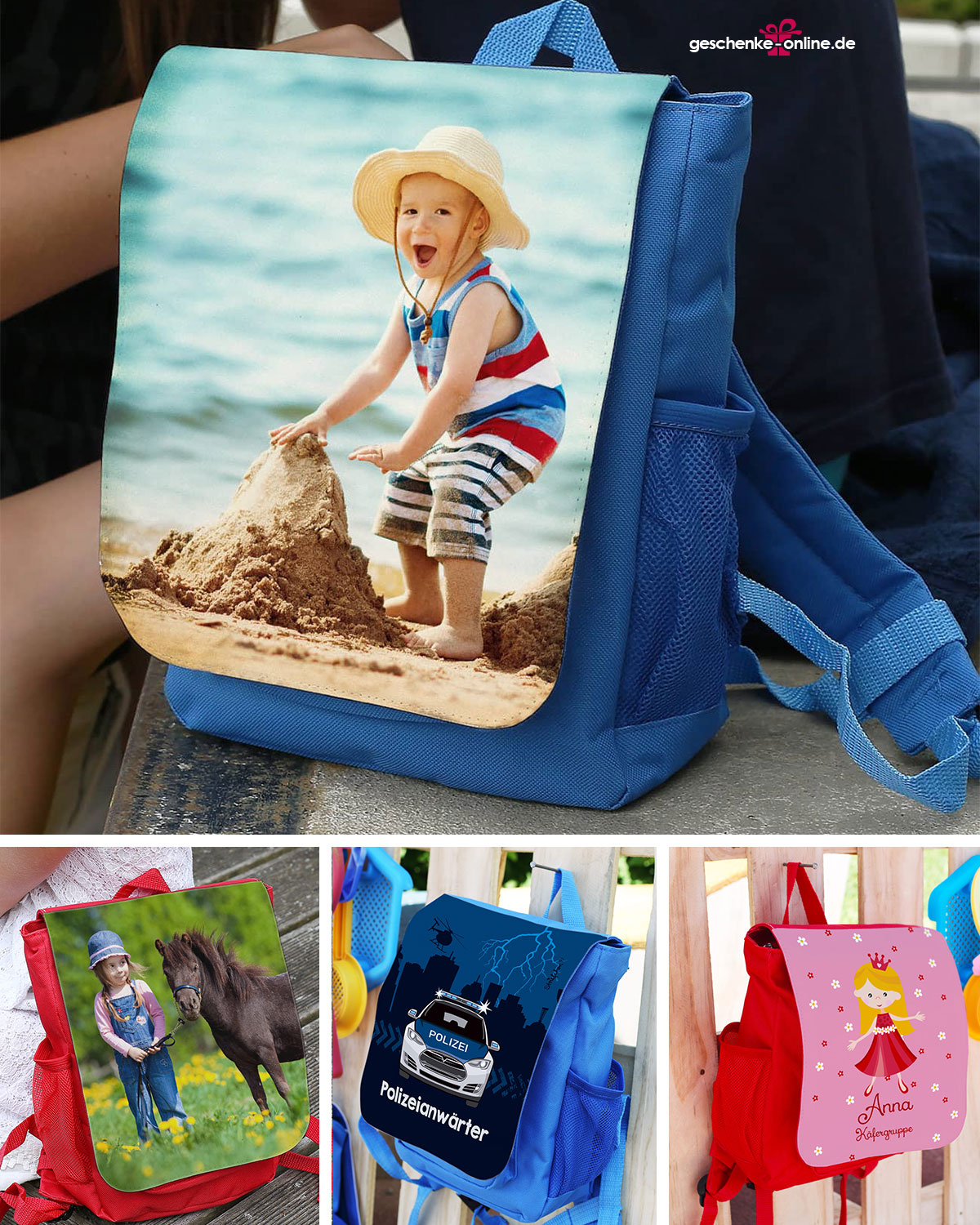 Geschenke-online.de - Kindergartenrucksäcke mit und ohne Foto