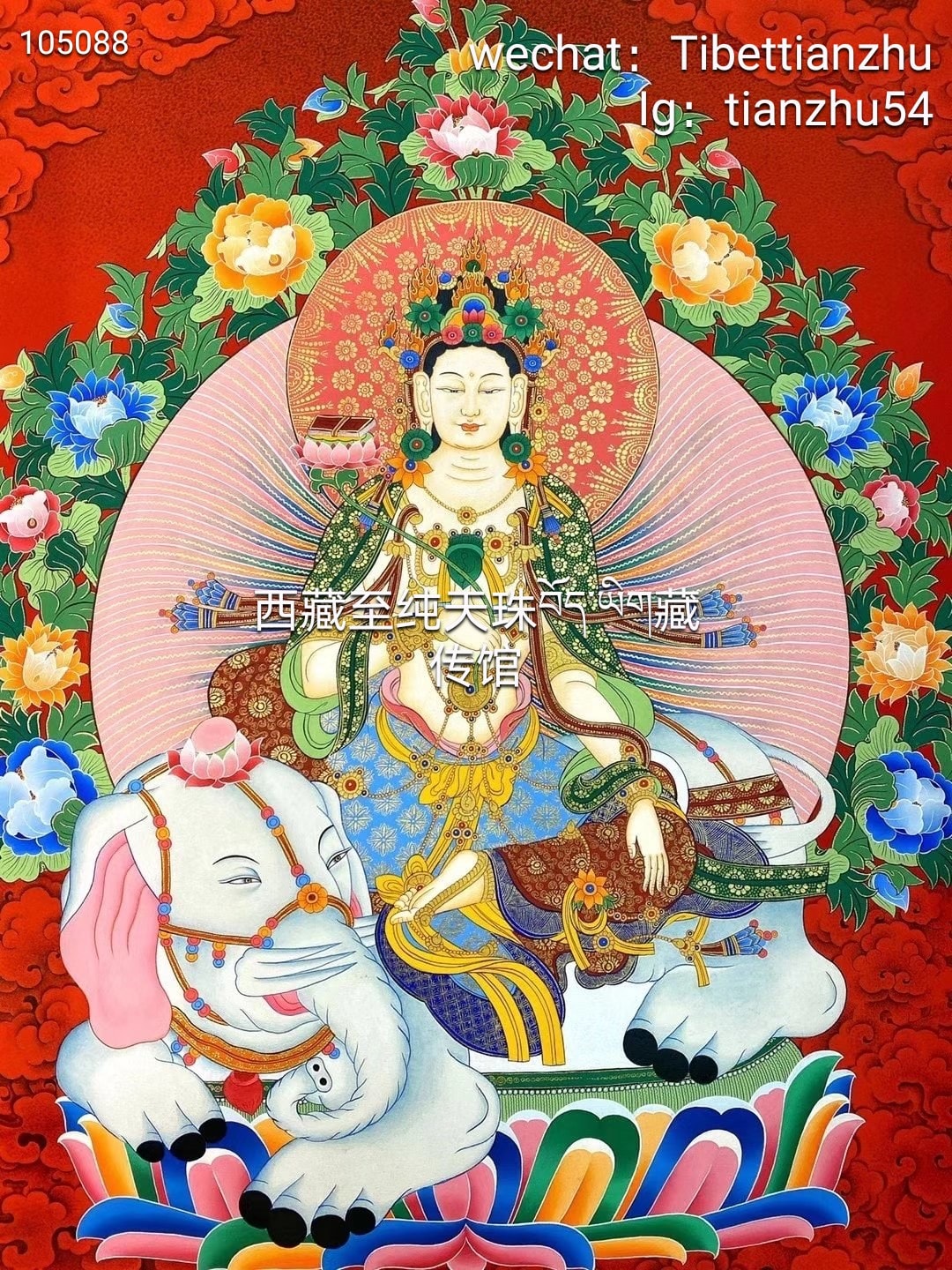 精品顶级红唐【普贤菩萨】画芯尺寸75*53厘米，开脸殊胜传神，细节完美