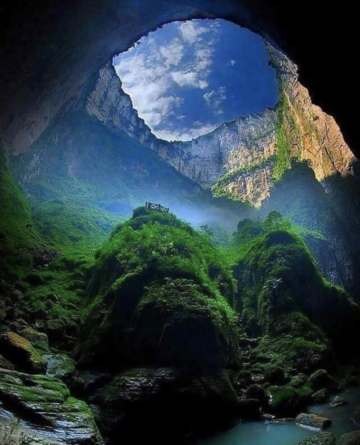 This is the world's deepest sinkhole. Xiaozhai Tiankeng in China