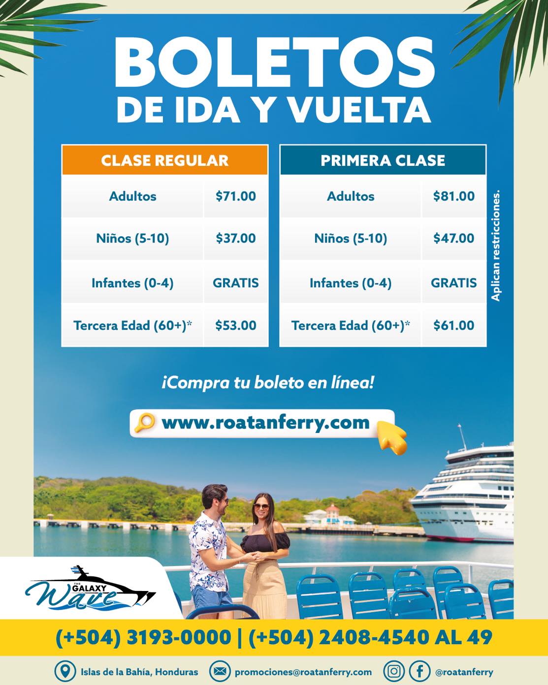 Roatan Ferry - Conoce nuestras tarifas y aprovecha la... | Facebook