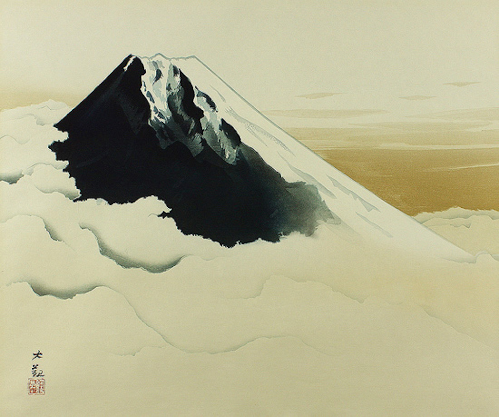Sacred Mt Fuji rising above the clouds