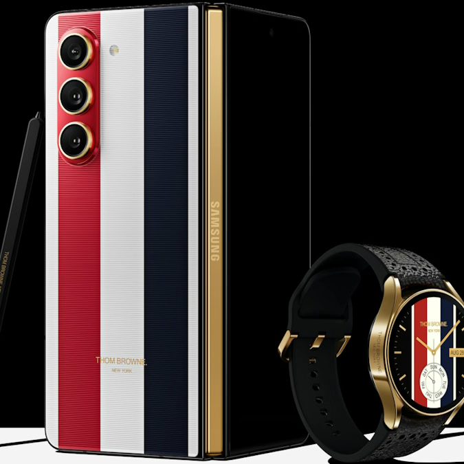 This is the Samsung Galaxy Z Fold 5 Thom Browne Edition along with