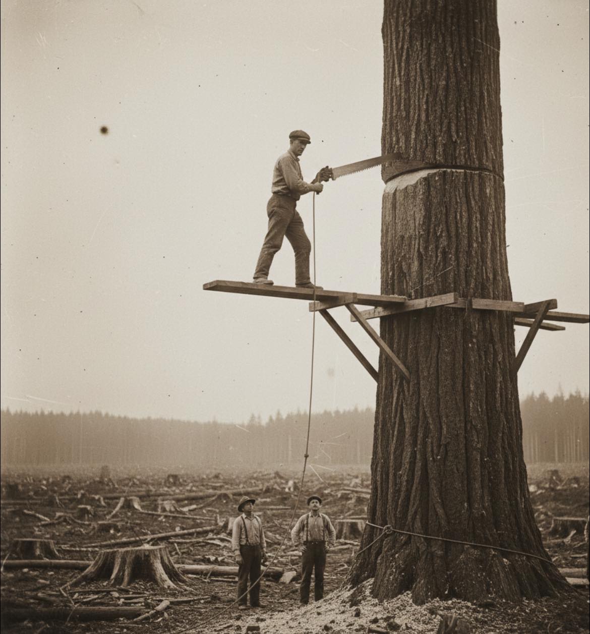 The Loggers - The springboard technique allows the lumberjack to cut ...