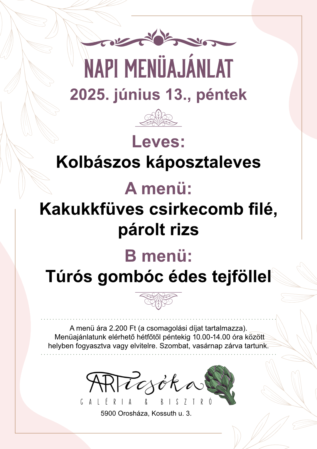 ARTicsóka Galéria és Bisztró | Orosháza