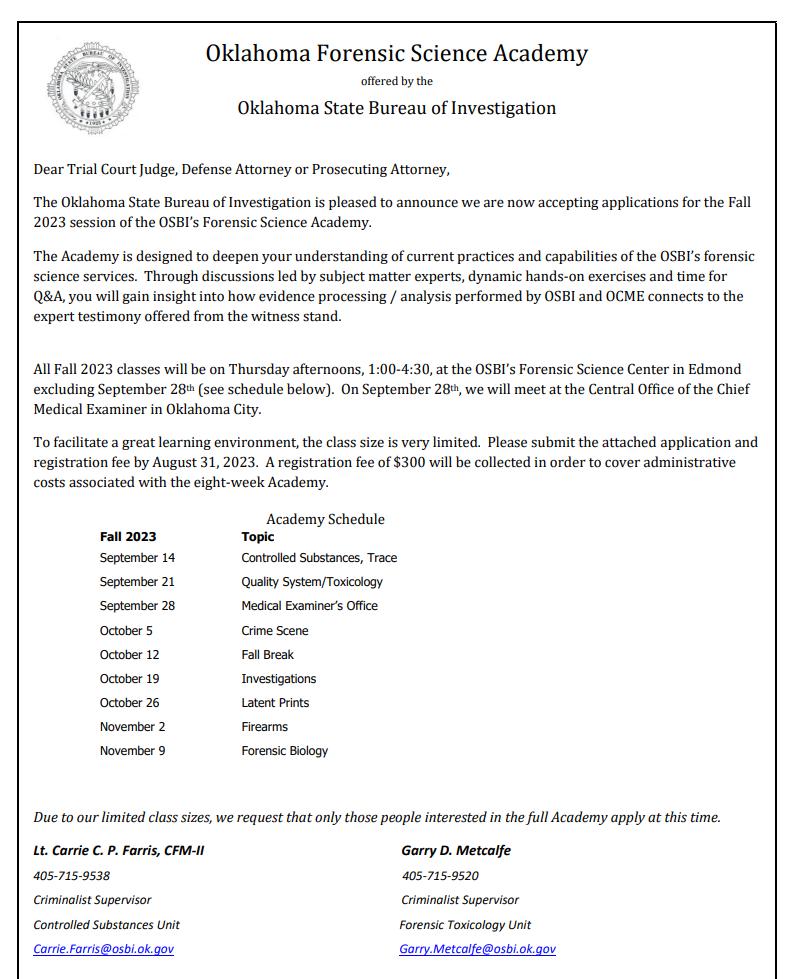 Oklahoma State Bureau of Investigation - Authorized Page