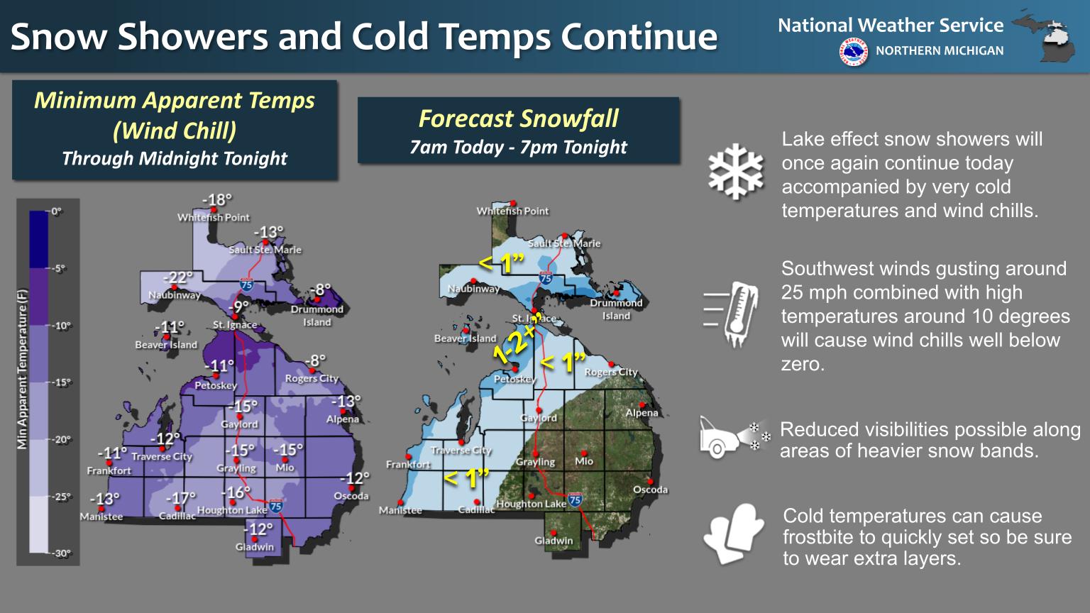 US - Lake effect snow showers will once again continue today ...