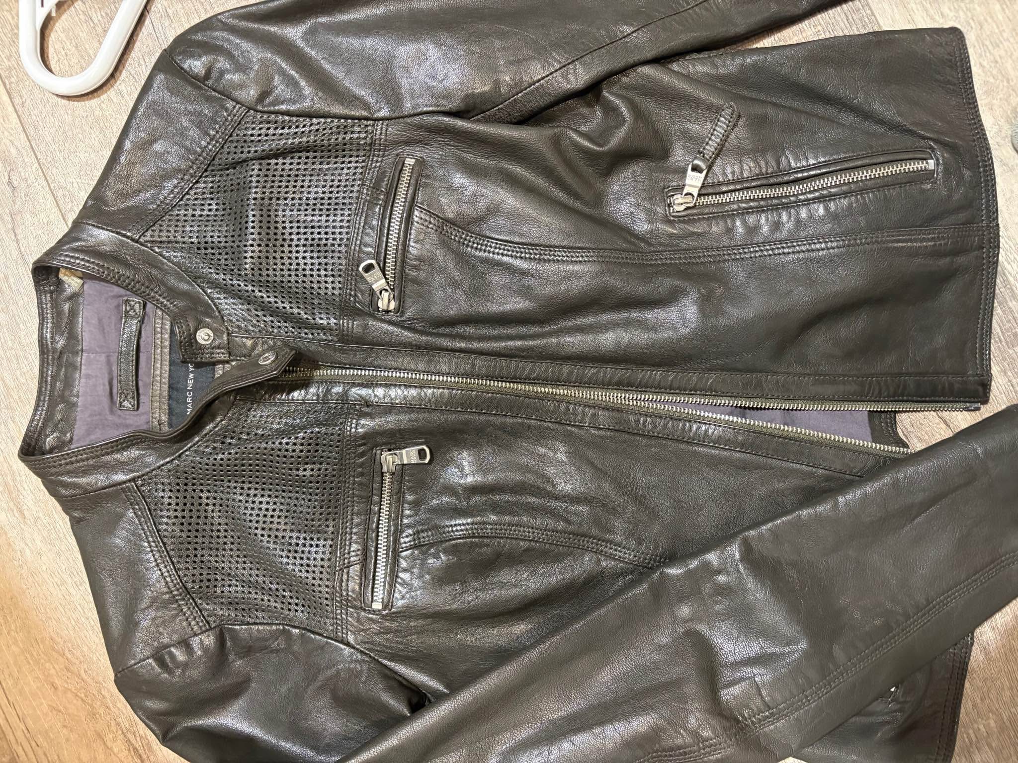 Veste En Cuir Marc New York | Taille XL | Marron Classique | Occasion Très Bon état