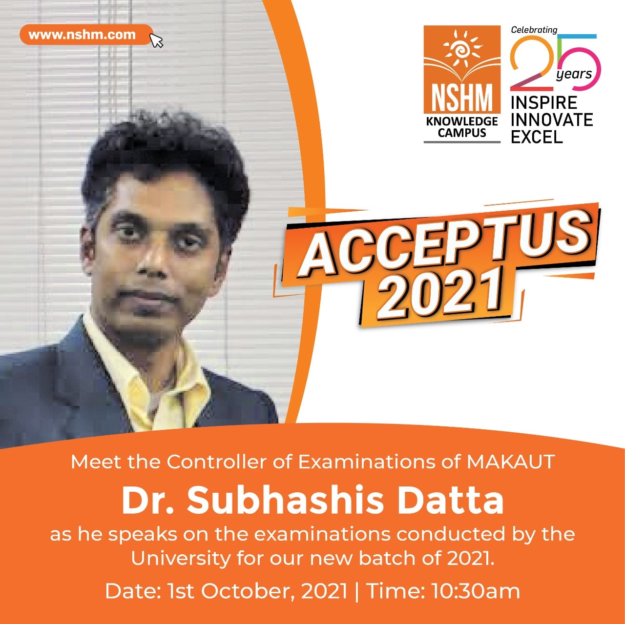 NSHM - Controller of Examinations, MAKAUT – Dr. Subhashis Datta, will ...