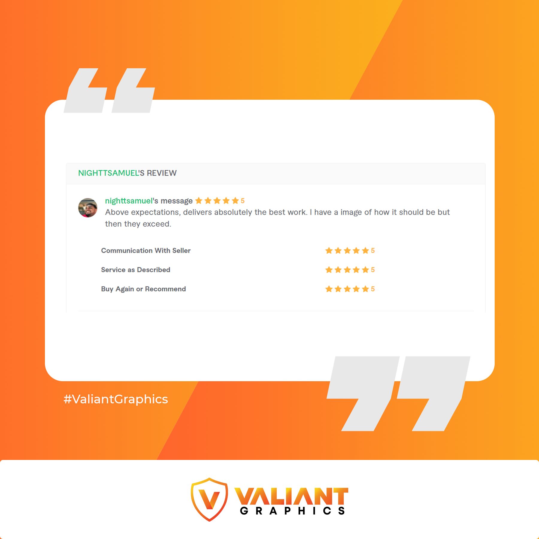 Thrilled client feedback! 😃 We're... - Valiant Graphics