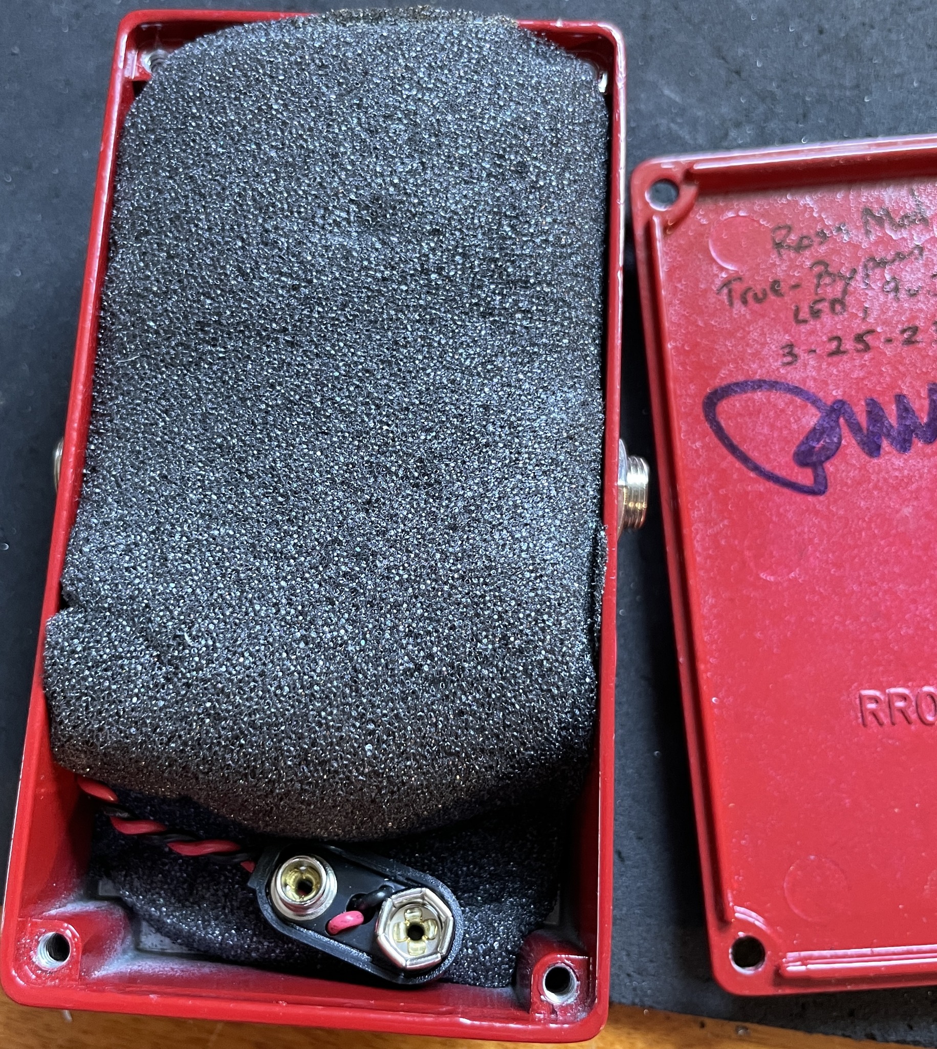 Vintage MXR Dyna Comp pedal with script logo and BUD box enclosure