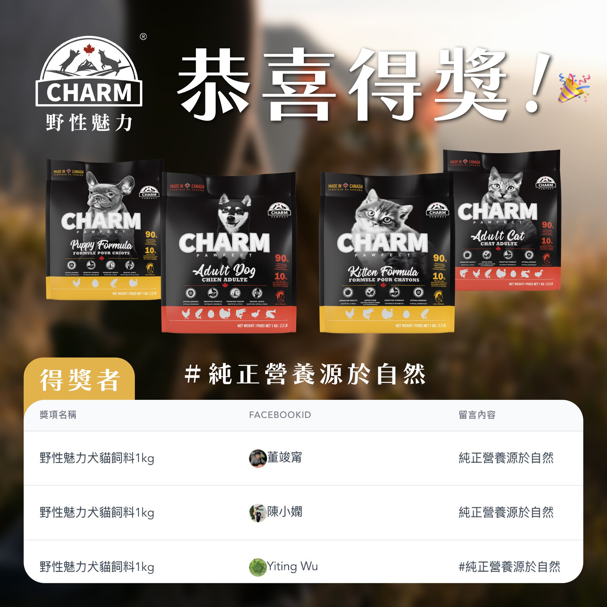 CHARM 野性魅力 - 🎉抽獎得獎名單公布啦！🎉 感謝大家熱情參與這次的活動～... | Facebook
