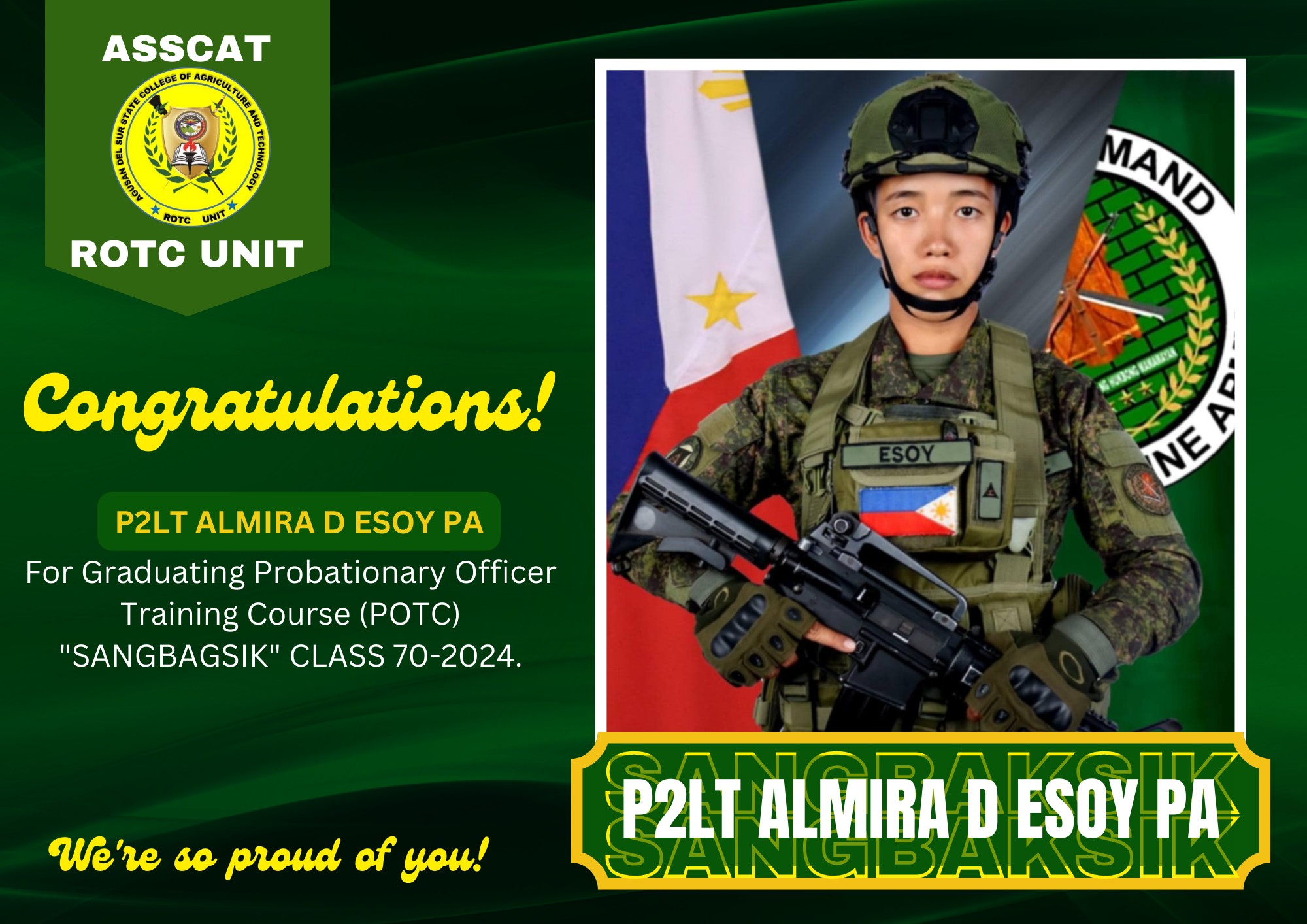 A S S C A T ROTC Unit - 𝐋𝐎𝐎𝐊|| 𝐀𝐒𝐒𝐂𝐀𝐓 𝐑𝐎𝐓𝐂 𝐏𝐑𝐈𝐃𝐄!!! The Agusan del Sur ...
