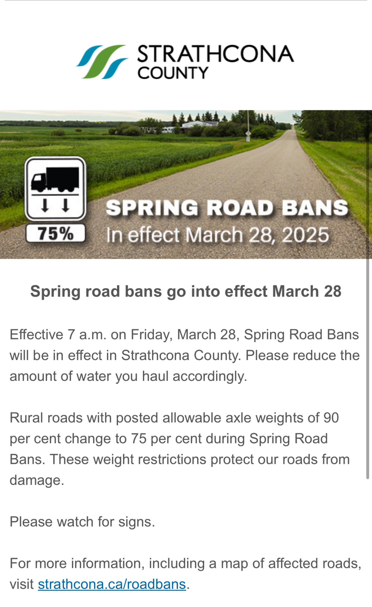 Spring road bans go into... - Fill 'er Up potable water | Facebook