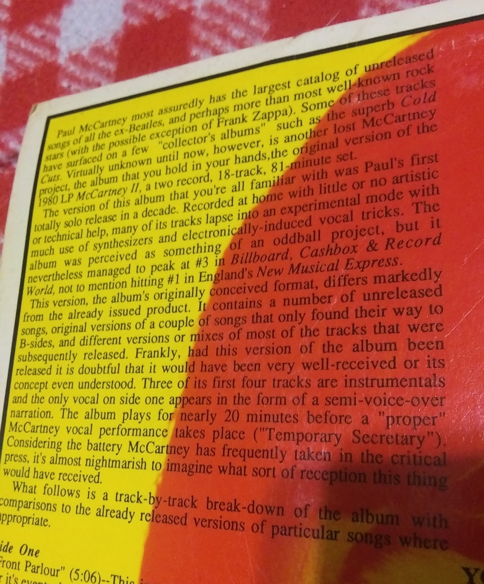 Paul McCartney The Lost McCartney II Album late 1980s 2 LP bootleg 
