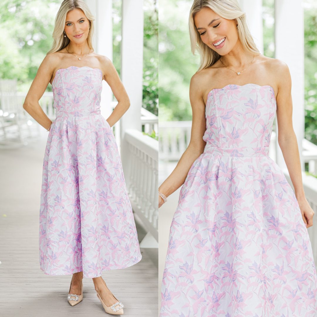 kenzie formal lattice midi dress Shop This >> https://the-mint-julep.visitlink.me/uWmoK- Luxe brocade and a flattering strapless fit—this dreamy is made for making memories! Web Collection: Bahamas