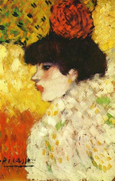 Profile of a young girl (Girl with red flower in her hair) Pablo