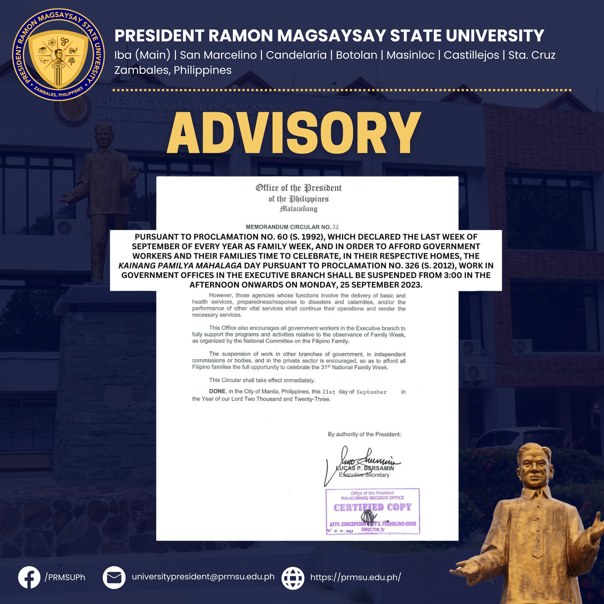 𝐏𝐑𝐌𝐒𝐔... - President Ramon Magsaysay State University | Facebook