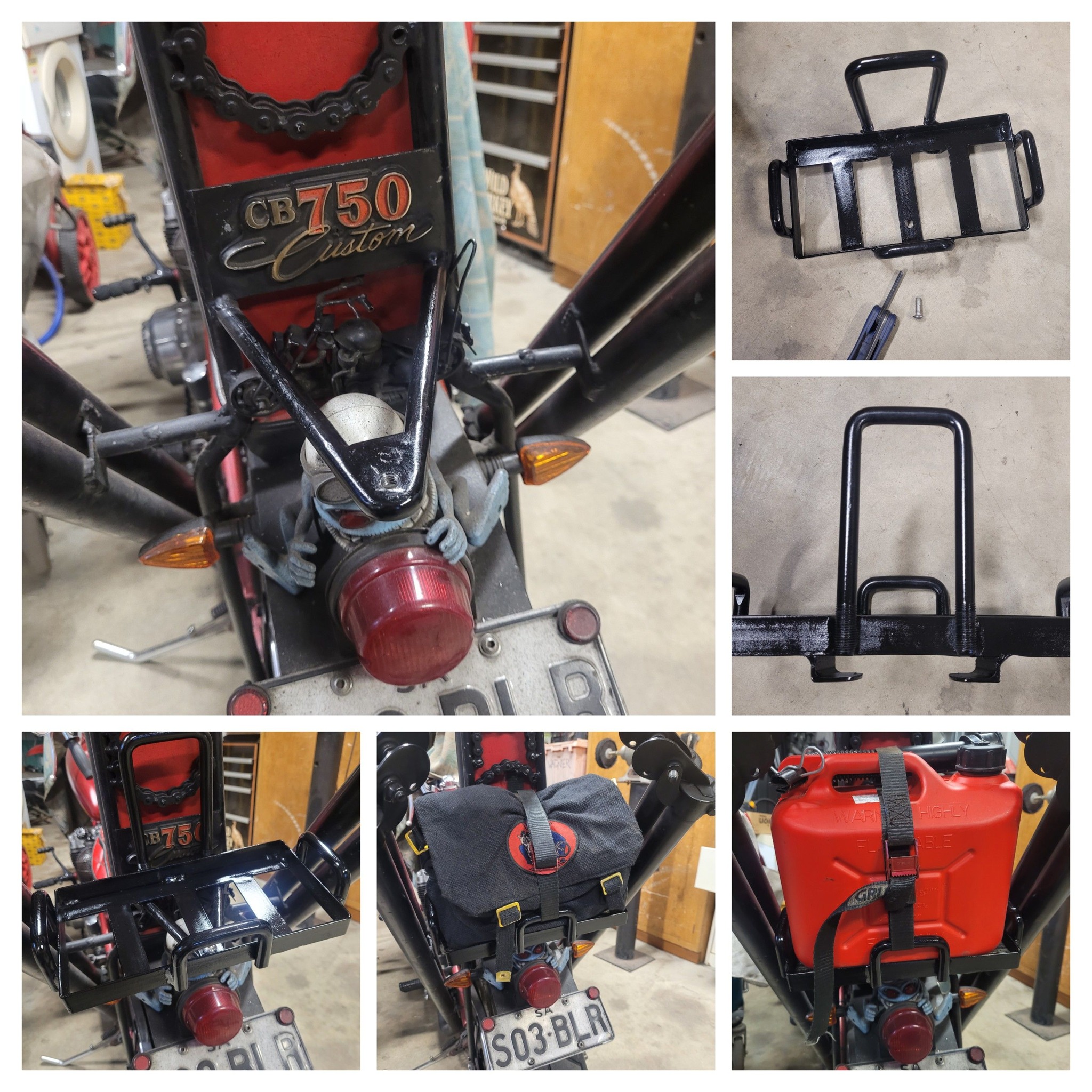 Triumph Bonneville T100 propstand puck carrier made from WW2 