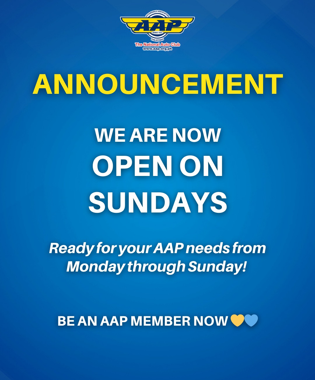 AAP - We are OFFICIALLY open during Sundays! ☀️ Feel free to visit us ...