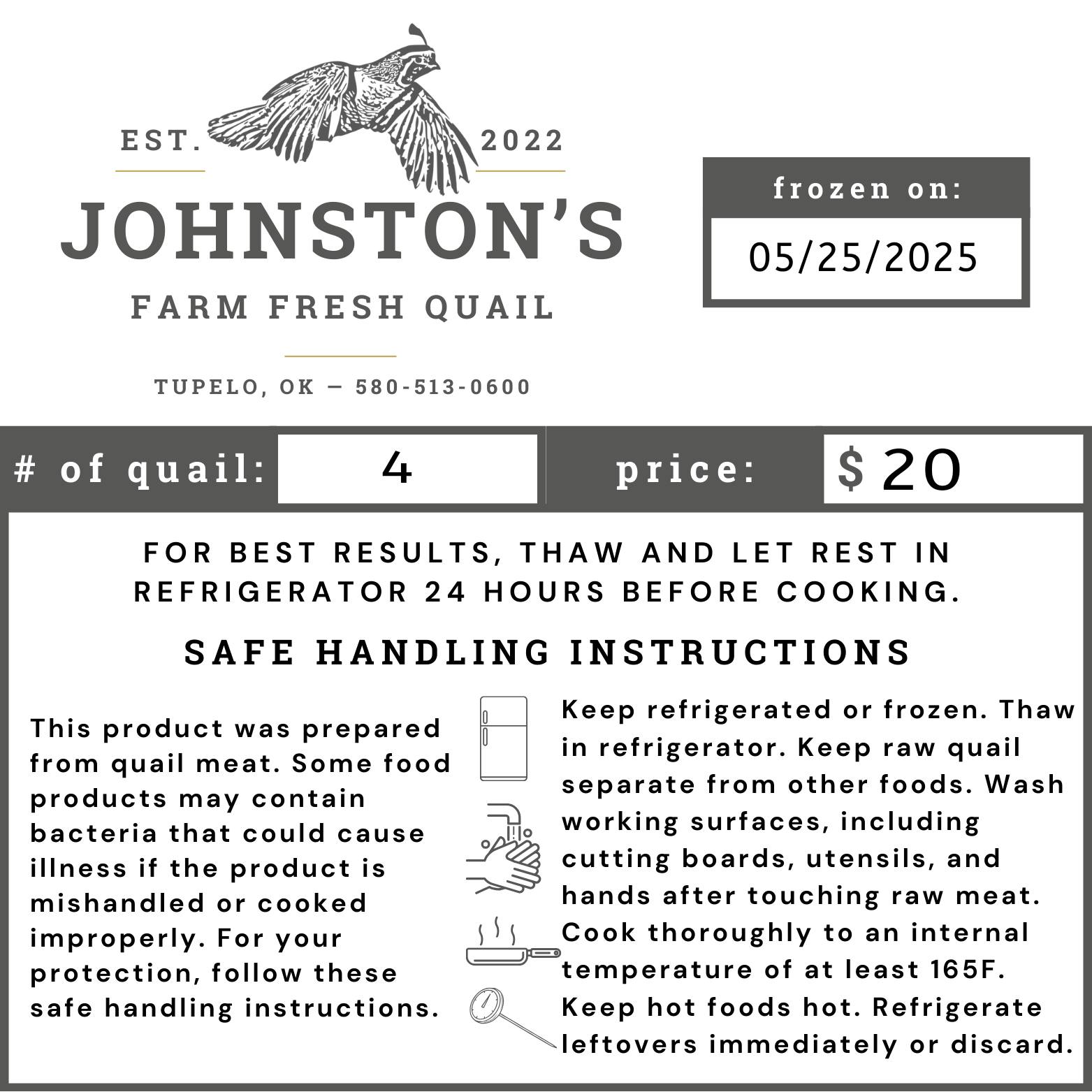 View of Johnston's Farm Fresh Quail | Tupelo OK
